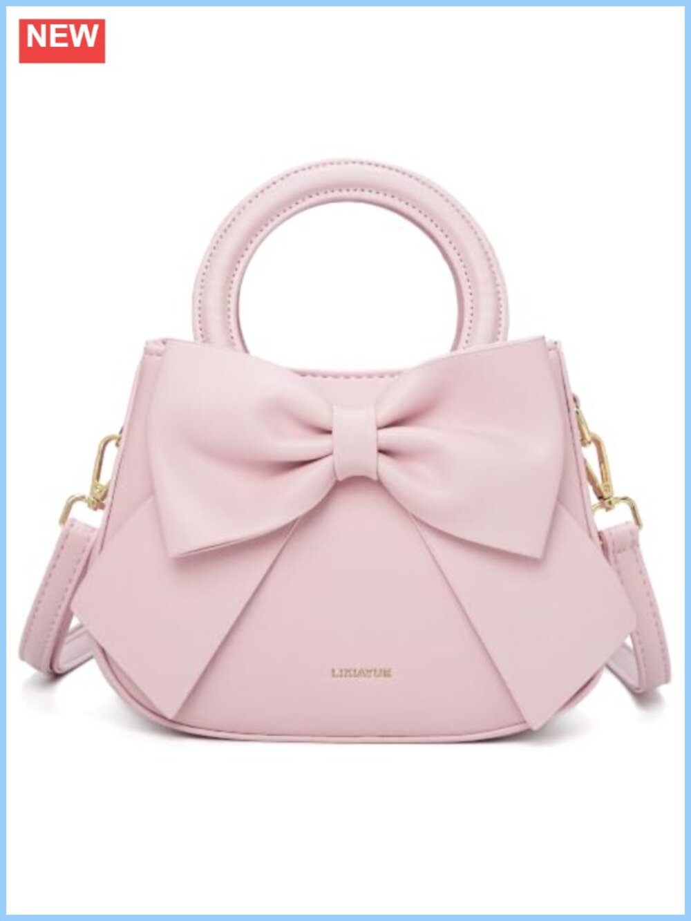 Vegan Leather Crossbody Bag Mini Purse with Bow Detachable Strap